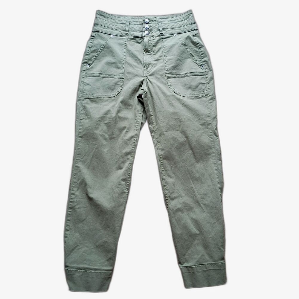 Veronica Beard Marley Clover Green Ankle-Tab Pant 30 Luxury Designer High End